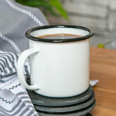 Enamel Mug White with Black Rim 375ml/13oz (Pack of 6)