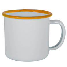 Enamel Espresso Cup White with Yellow Rim 130ml/4.3oz (Pack of 6)