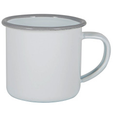 Enamel Espresso Cup White with Grey Rim 130ml/4.3oz (Pack of 6)