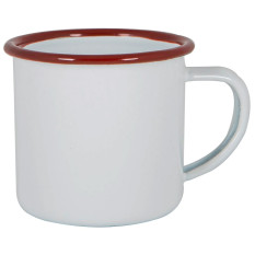 Enamel Espresso Cup White with Red Rim 130ml/4.3oz (Pack of 6)