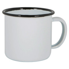 Enamel Espresso Cup White with Black Rim 130ml/4.3oz (Pack of 6)
