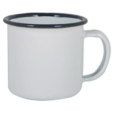 Enamel Espresso Cup White with Navy Rim 130ml/4.3oz (Pack of 6)