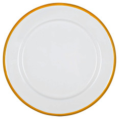 Enamel Side Plate White with Yellow Rim 20cm/8" (Pack of 6)