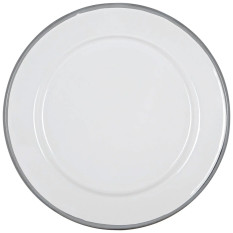 Enamel Side Plate White with Grey Rim 20cm/8" (Pack of 6)