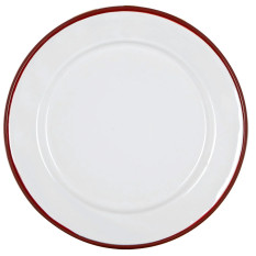 Enamel Side Plate White with Red Rim 20cm/8" (Pack of 6)