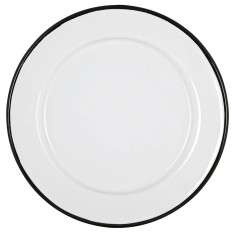 Enamel Side Plate White with Black Rim 20cm/8" (Pack of 6)