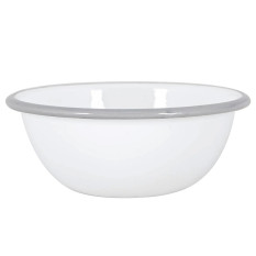 Enamel Bowl White with Grey Rim 16cm/6.25" (Pack of 6)