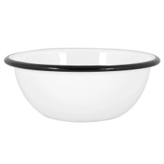 Enamel Bowl White with Black Rim 16cm/6.25" (Pack of 6)