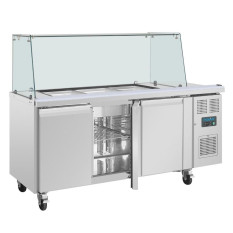 Polar Saladette Counter Fridge  3 Door + Sneeze Guard 456 Litre 3x GN 1/1