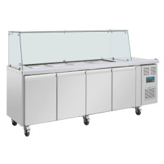 Polar U-Series Double Door Gastronorm Saladette + Sneeze Guard 4 Door