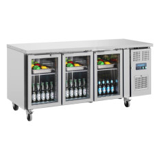 Polar U-Series 3 Door Counter Fridge With Glass Doors 358 Litre