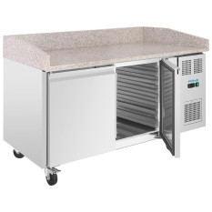Polar U-Series Double Door Pizza Counter Granite Top 428 Litre