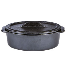 Porcelite Cast Iron Effect Oval Casserole Dish with Lid 17.7 x 13.5cm/6.2 x 3.5" 455ml/16oz (Pack of 6)