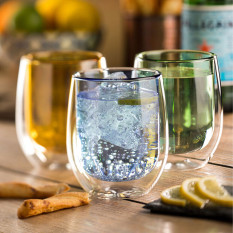 Double Wall Green Water Glass 270ml/9.7oz (Pack of 6)