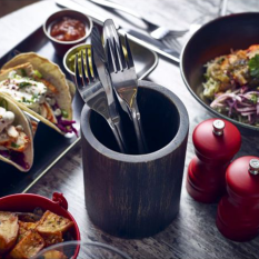 GenWare Acacia Wood Cutlery Holder 13cm Black