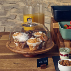 GenWare Acacia Wood Cake Stand 33cm