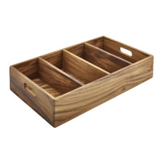 Acacia Wood Cutlery Tray 4 Compartment