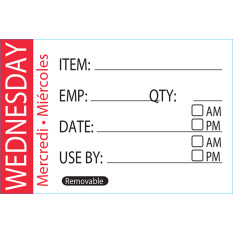 Food Rotation Label Item/Date/Use By - Wednesday (Pack of 500)