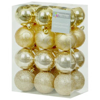 Christmas Baubels Mixed Finish 60mm Gold (Pack of 24)
