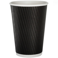 Recyclable Paper Cup Ripple Walled Black 355ml/12oz (Pack of 500)